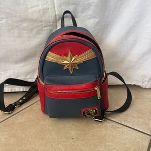 Loungefly Marvel Captain Marvel Backpack - Red, Blue, Gold